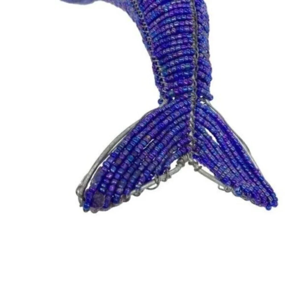 Beadworx Glass Beaded Dolphin Wire Sculpture